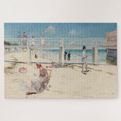Beach Scene Holiday at Mentone Australian Art Jigsaw Puzzle