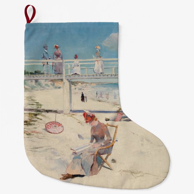 Beach Scene (Holiday at Mentone) (Australian Art) Large Christmas Stocking (Front)