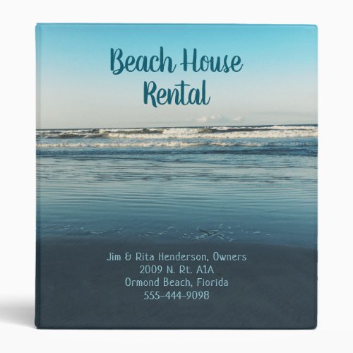 Beach Scene House Condo Rental Info 3 Ring Binder