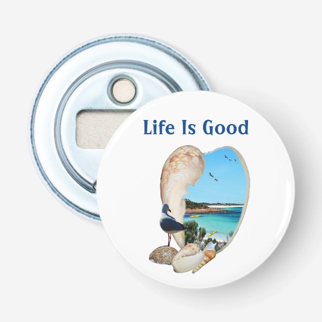 Beach Scene In A Beach Shell Wall, Bottle Opener (Front)