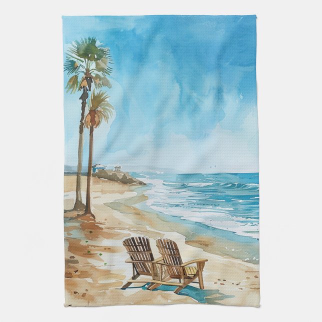 Beach Scene Kitchen Towel (Vertical)