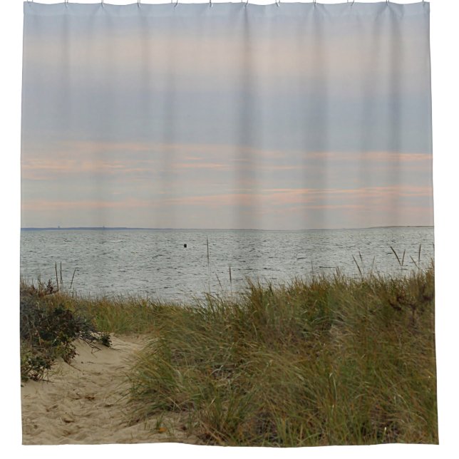 Beach scene late afternoon shower curtain (Front)