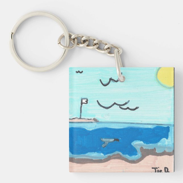 Beach Scene Magnet Keychain (Front)