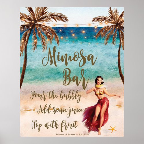 Beach scene Mimosa Bar Sign wedding party etc