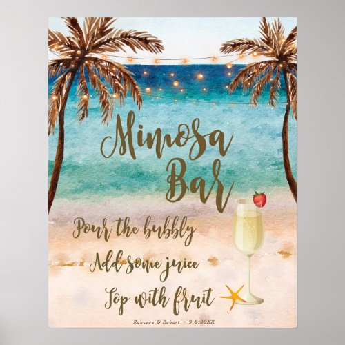 Beach scene Mimosa Bar Sign wedding party etc