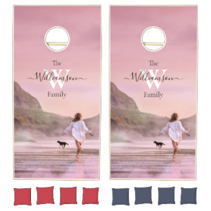 Beach Scene Monogram Customized Cornhole Set