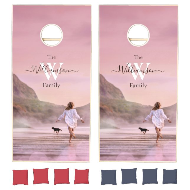 Beach Scene Monogram Customized Cornhole Set (Set)