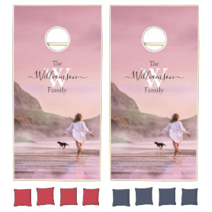 Beach Scene Monogram Customized Cornhole Set