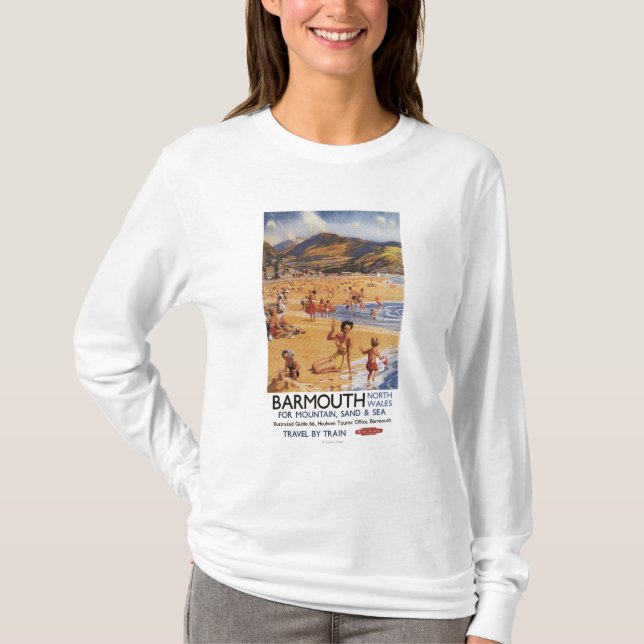 Beach Scene Mother and Kids British Rail T-Shirt (Front)