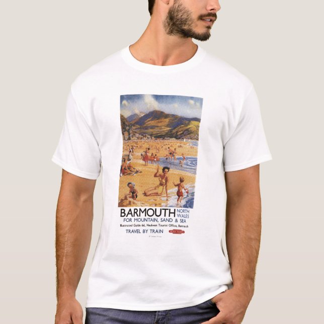 Beach Scene Mother and Kids British Rail T-Shirt (Front)