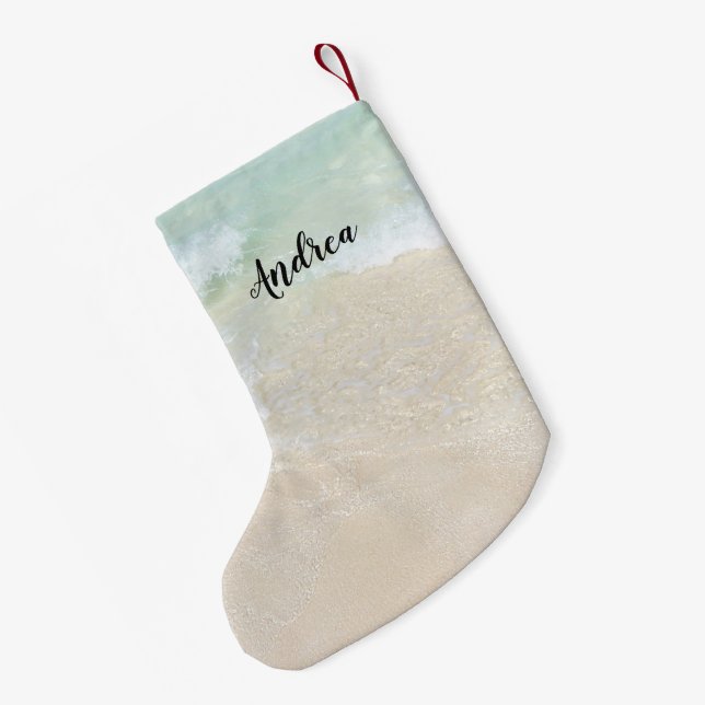 Beach Scene Name Template Christmas Stocking (Back (Hanging))