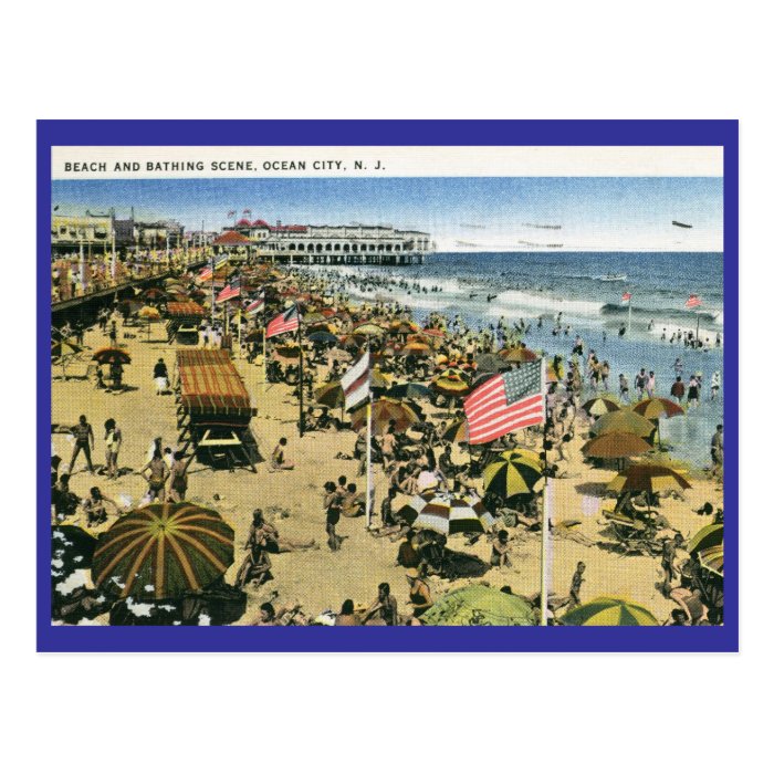 Beach Scene, Ocean City NJ Vintage Post Card