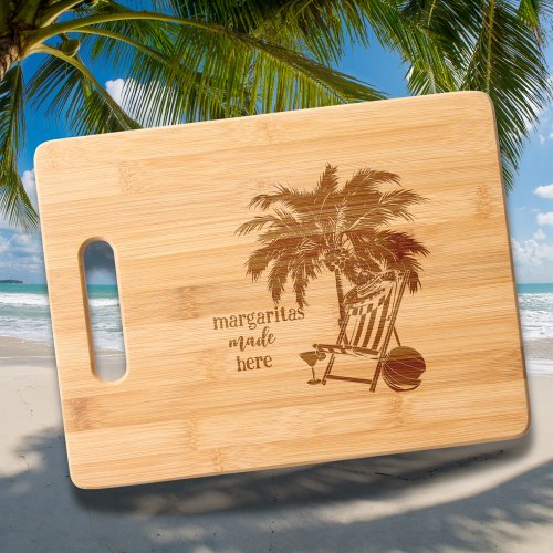 Beach Scene Palm Tree Beach Chair and Margarita Cutting Board