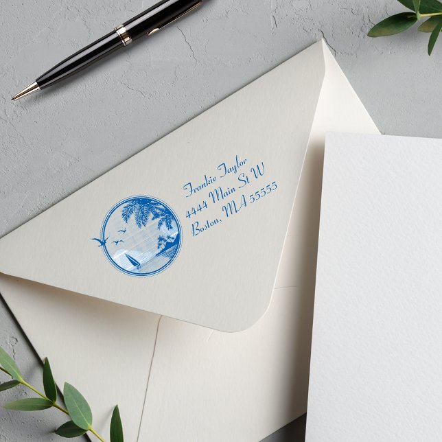 Beach Scene Personalized Self-inking Stamp (Creator Uploaded)