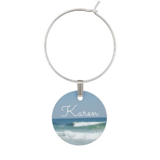 Beach scene personalized wine charm