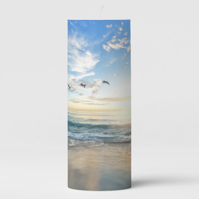 Beach Scene Pillar Candle (Front)