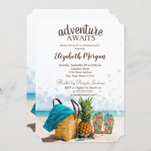 Beach ScenePineapple  Retirement Party Invitation