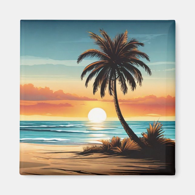 Beach Scene Refrigerator Magnet - Coastal Charm De (Front)