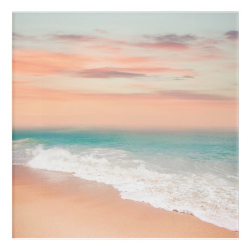 Beach Scene Sand Waves Beautiful Sky  Acrylic Print