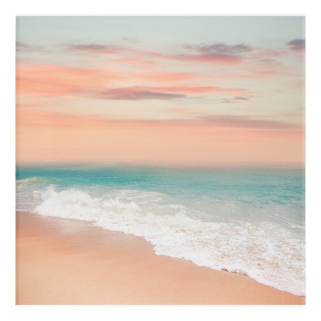Beach Scene Sand Waves, Beautiful Sky  Acrylic Print (Front)