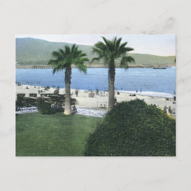 Beach Scene, Santa Barbara Vintage Postcard (Front)