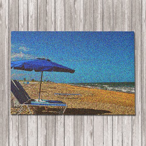 Beach Scene Seascape Umbrella Chairs Pointillism Doormat