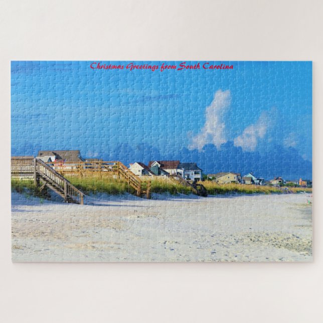 Beach Scene South Carolina. Christmas Greetings Jigsaw Puzzle (Horizontal)
