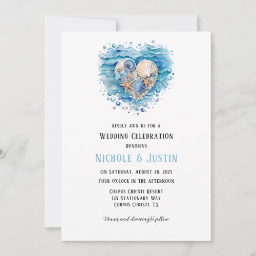 Beach Scene Starfish Wedding Celebration  Invitation