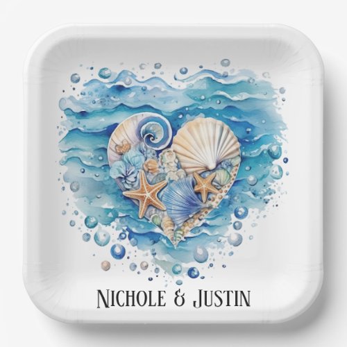 Beach Scene Starfish Wedding Paper Plates