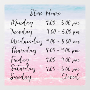Beach Scene Store Hours Personalized Window Cling