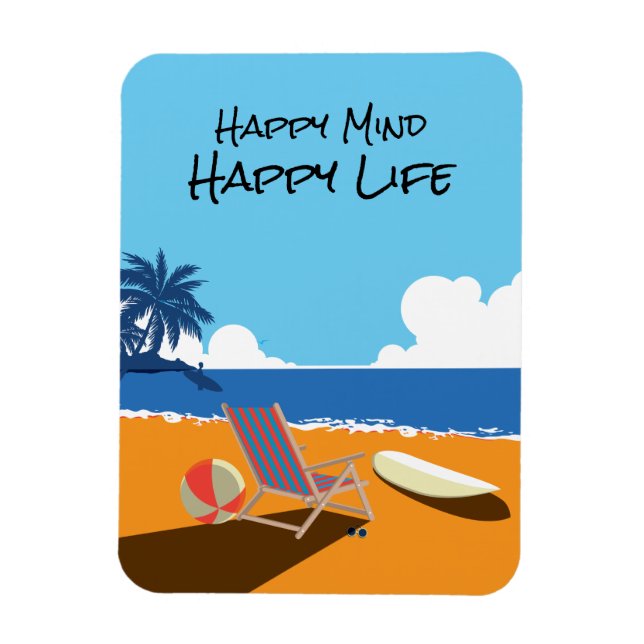 Beach scene, Surf board, chair, ocean Magnet (Vertical)