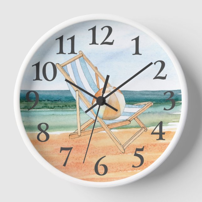 Beach Scene Watercolor Clock (Front)