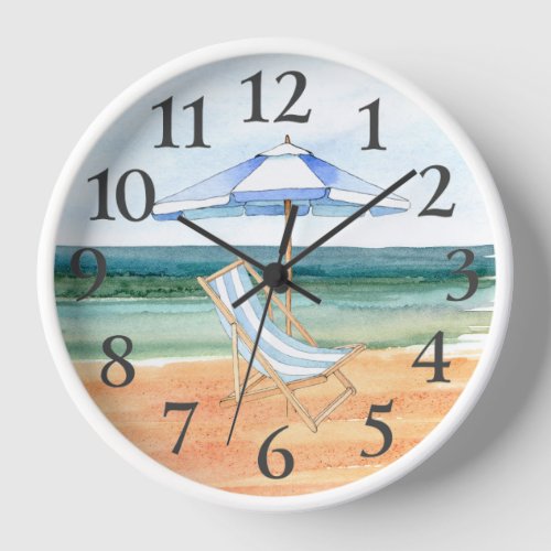 Beach Scene Watercolor Clock