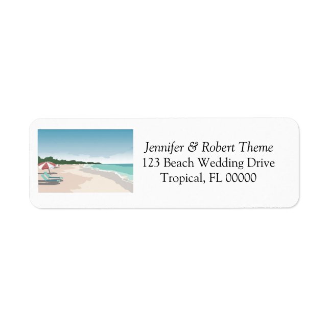 Beach Scene Wedding Invitations Address Labels (Front)