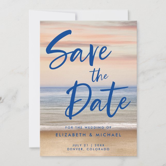 Beach Scene Wedding Save The Date Invitation (Front)