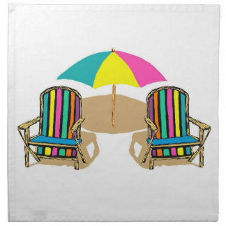 Beach Scene with Chairs and Umbrella Cloth Napkin