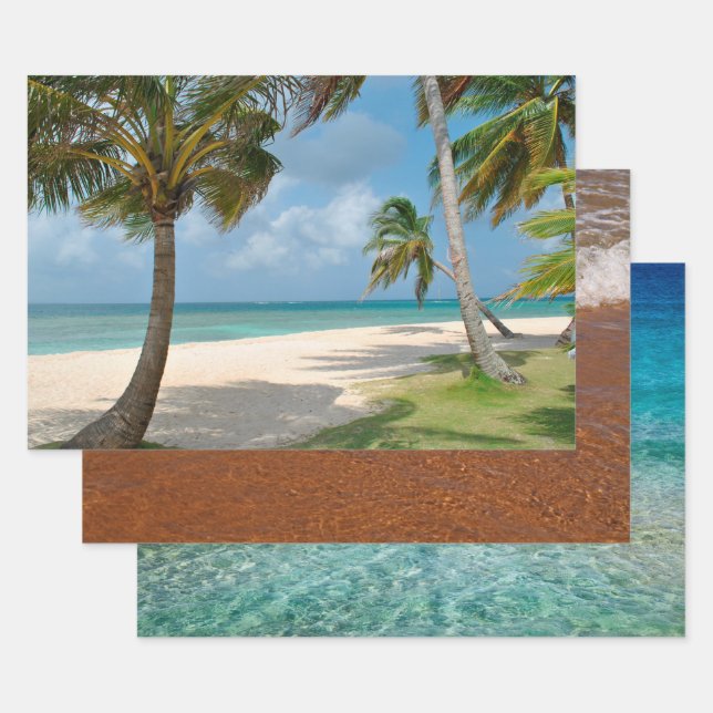 Beach scenes photos wrapping paper sheets (Set)