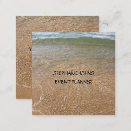 Beach Scenic Photo Event Planner Custom Text Cool Square Business Card