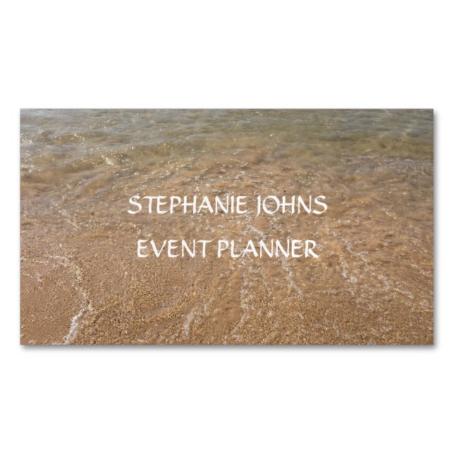 Beach Scenic Sea Photo Event Planner Custom Text  Business Card Magnet (Front)