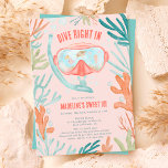 Beach Scuba diving watercolor sea life Sweet 16 Invitation<br><div class="desc">Let's dive in and have some fin-tastic fun! Make a splash at your sweet 16 birthday party with our Summer Scuba diving watercolor sea life illustration invitations on pastel blush pink. Perfect for the underwater adventurer in you! Featuring a snorkeling mask filled with fishes, turtles and cute sea life animals,...</div>