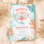 Beach Scuba diving watercolor sea life Sweet 16 Invitation<br><div class="desc">Let's dive in and have some fin-tastic fun! Make a splash at your sweet 16 birthday party with our Summer Scuba diving watercolor sea life illustration invitations. Perfect for the underwater adventurer in you! Featuring a snorkeling mask filled with fishes, turtles and cute sea life animals, with orange coral and...</div>
