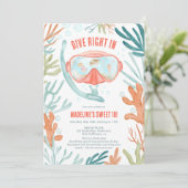 Beach Scuba diving watercolor sea life Sweet 16 Invitation (Standing Front)