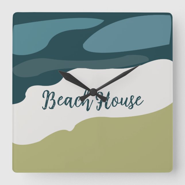 Beach Sea Beach House  Square Wall Clock (Front)