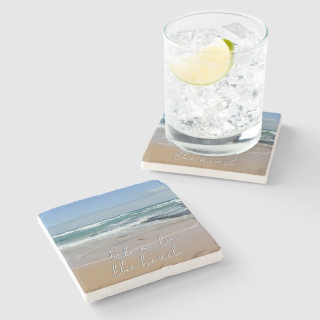 Beach Sea Blue Sand Stone Coaster (Side)