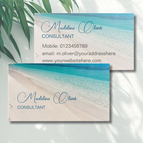 Beach Sea Calm Travel Aqua Blue Stylish Business Card