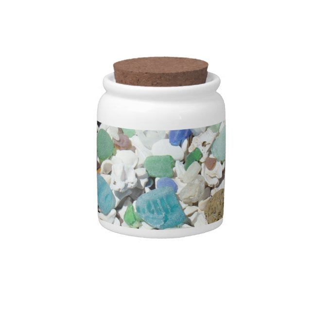 Beach Sea Glass candy jars Seashells Fossils Ocean (Front)