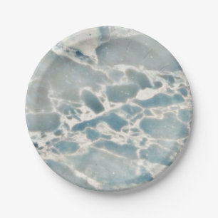 Beach Sea Glass Ocean Blues Teal Aqua Marble Paper Plates