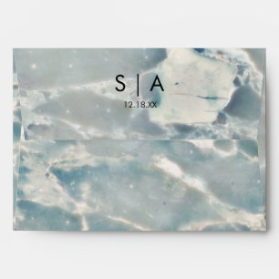 Beach Sea Glass Ocean Blues Wedding Monogram Envelope