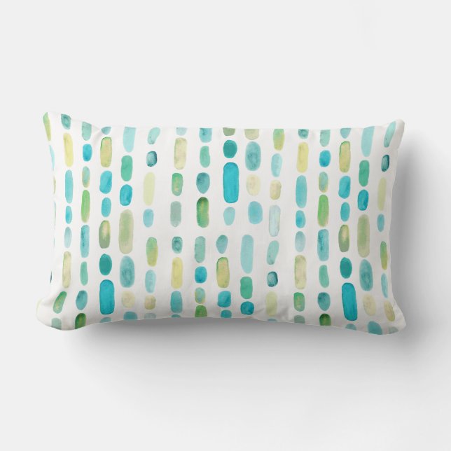 Beach Sea Glass Watercolor Lumbar Pillow (Front)