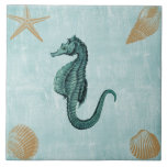 Beach Sea Horse Ceramic Tile<br><div class="desc">Peaceful Dreams has inspirational gifts that you can find on t shirts, iPhone, iPad, iPod touch cases, sleeves and skins. You can also find our gifts on mouse pads, coffee cups, posters, canvas prints, coasters, tiles, pillows, flip flops, magnets and more. We also have girly, trendy, hipster chic, nautical, chevron,...</div>